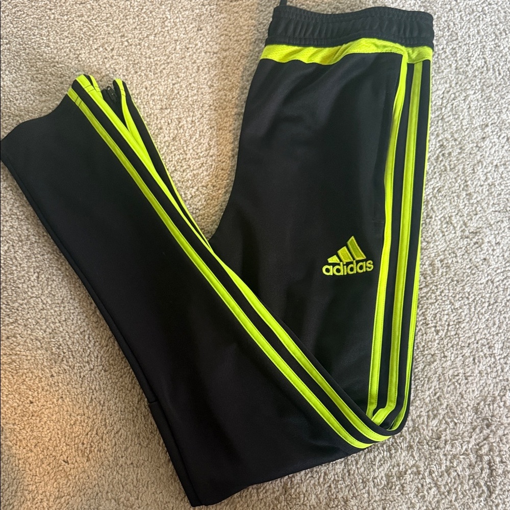 Adidas Kids Black and Bright Yellow Joggers